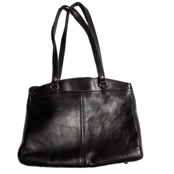 Patricia Nash Poppy Black Leather Top Handle Top Zip Organizer Shoulder Tote Bag - Picture 2 of 6